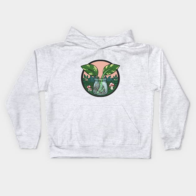 Moss mushroom devils ivy plant jar Kids Hoodie by IcyBubblegum